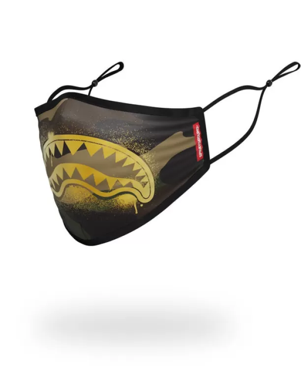 Sprayground ADULT CAMO GOLD SHARK FORM FITTING FACE MASK Best