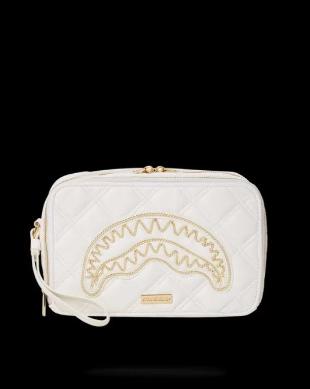 Sprayground RIVIERA LE BLANC GOLD CHAIN SHARK TOILETRY BAG Flash Sale