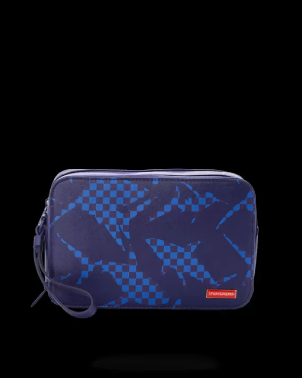 Sprayground SHARK CHECK (BLUE) TOILETRY Outlet